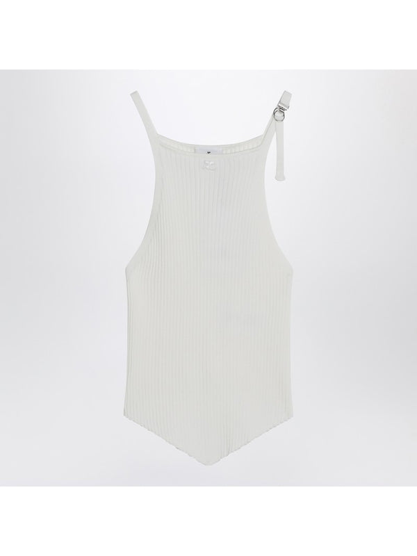Logo Patch Ribbed Sleeveless Top