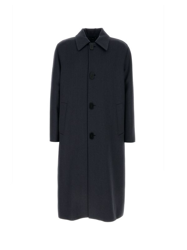 Back Pleats Single Wool Coat