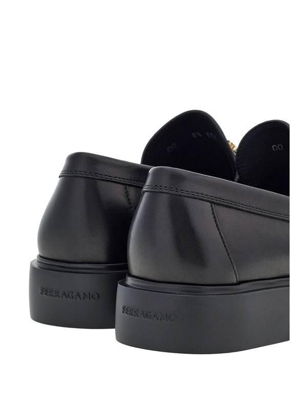 Gancini Buckle Leather Loafers