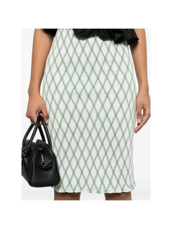 Back Triangle Logo Check Pattern Cotton Skirt