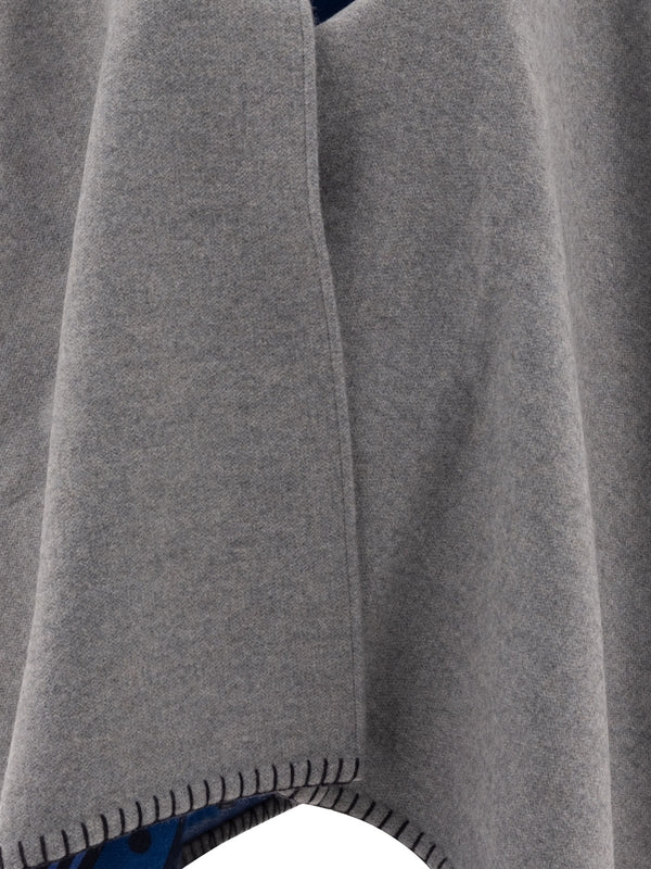 リバーシブル カシミアウール ケープ