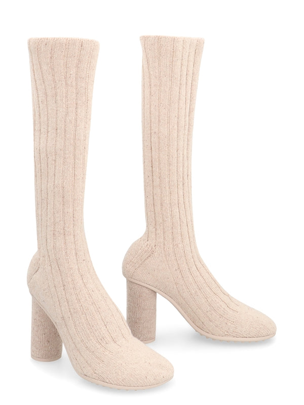 Wool Blend Knit High Boots