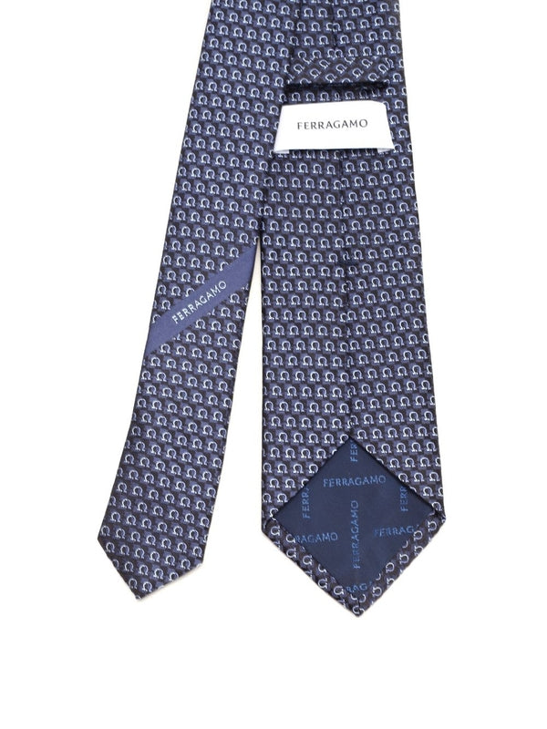 Gancini Pattern Silk Tie