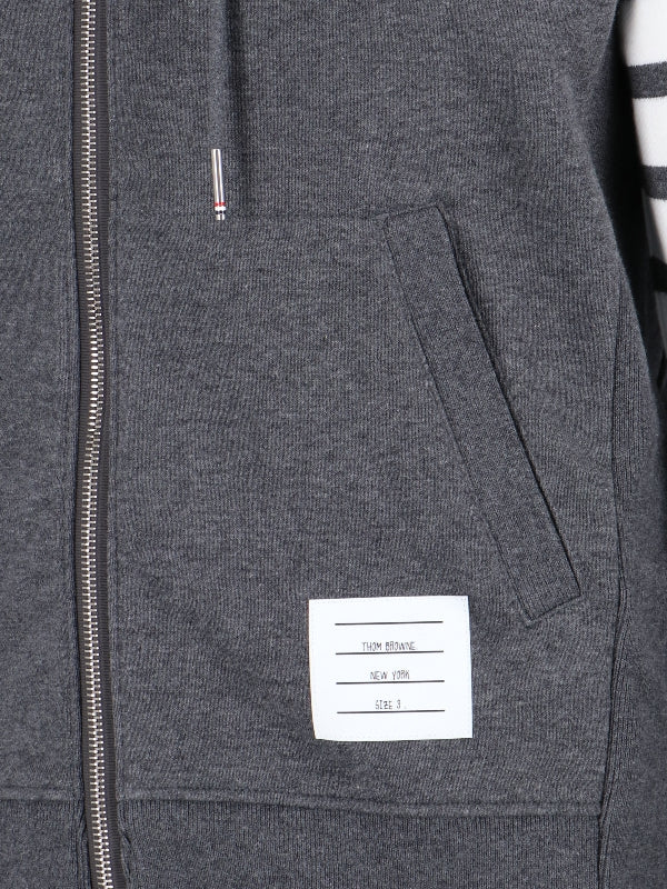 4-Bar Cotton Hooded Zip-Up