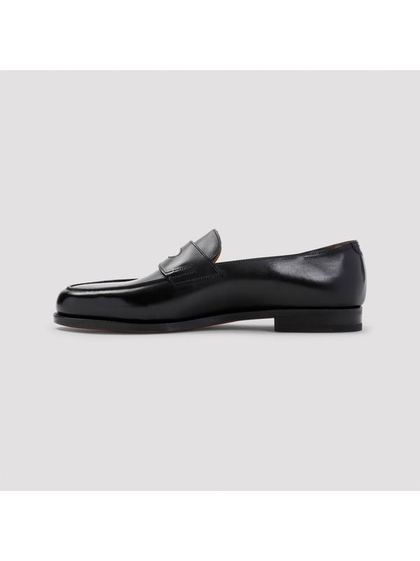 Black Leather Penny Loafers