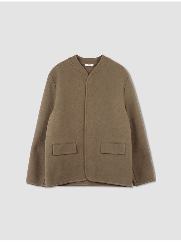 Collarless Wool Jacket