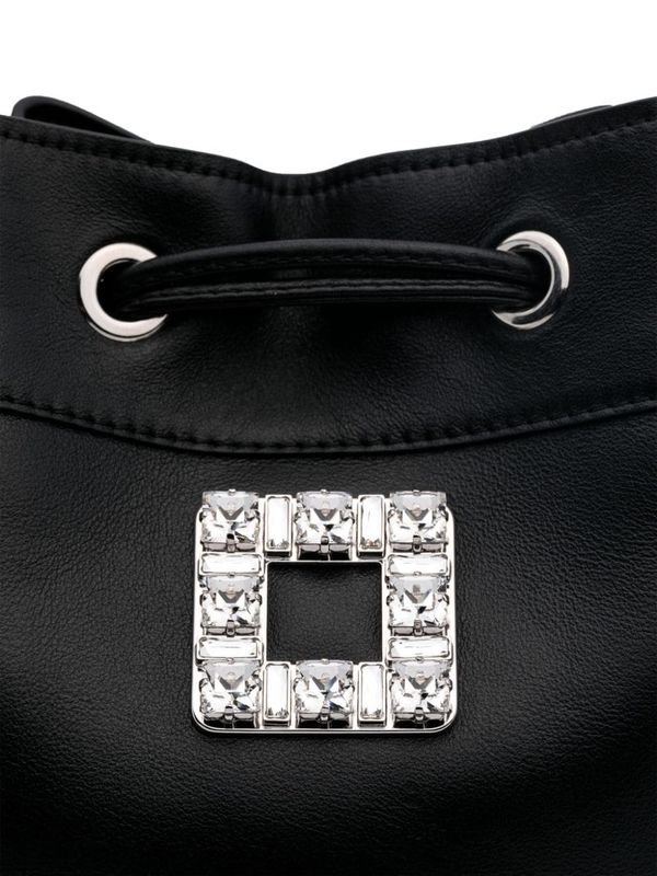 Jewel
  Decoration Chain Leather Bucket Bag