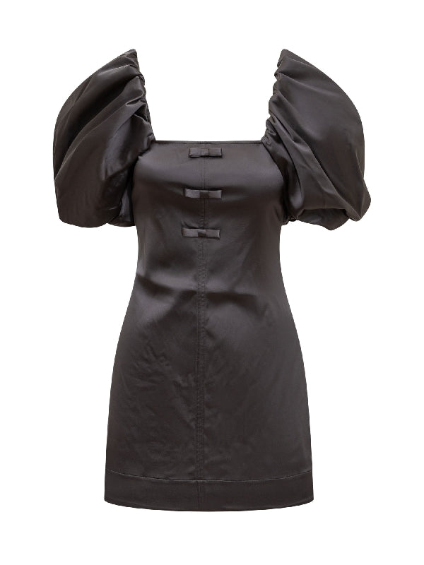 Puff Shoulder Square Neck Dress