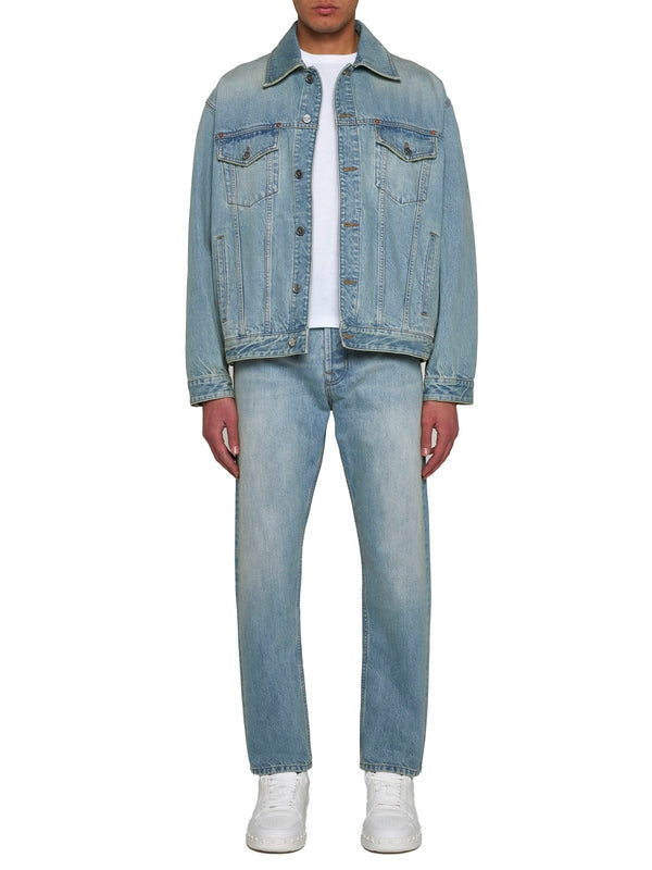 V Logo Detail Denim Jacket