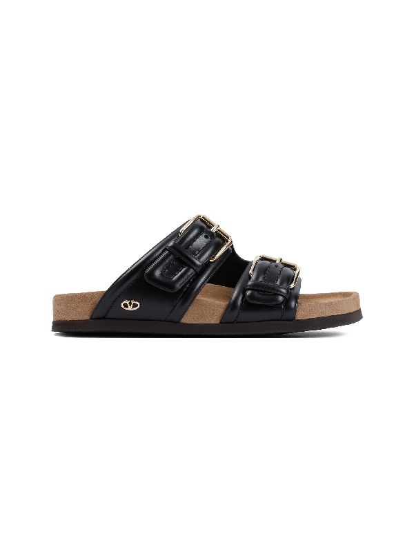 V Logo Double Strap Sandals