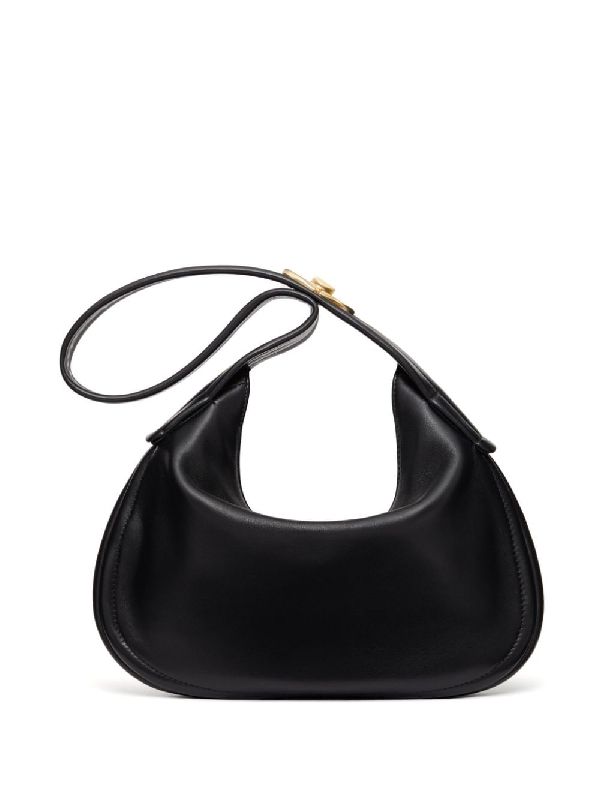 V Logo Leather Shoulder Bag