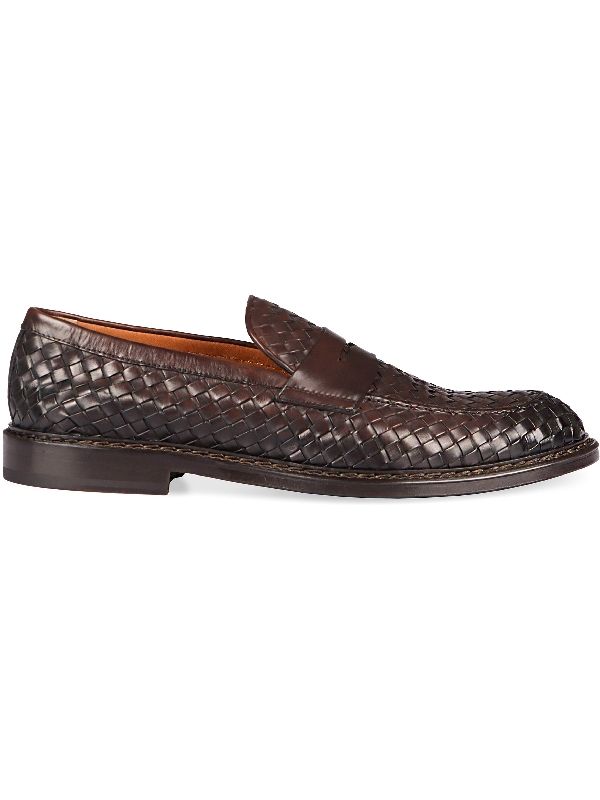 Woven Leather Penny Loafers