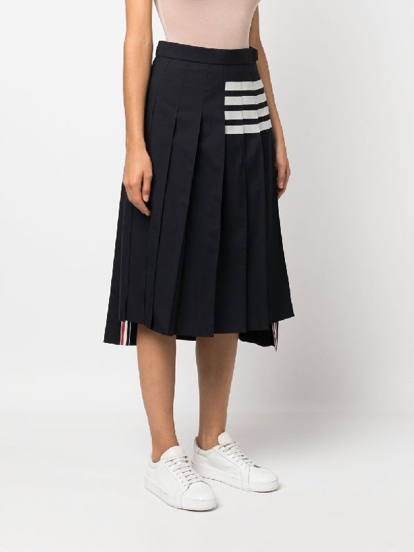 4-Bar Wool Pleated Skirt