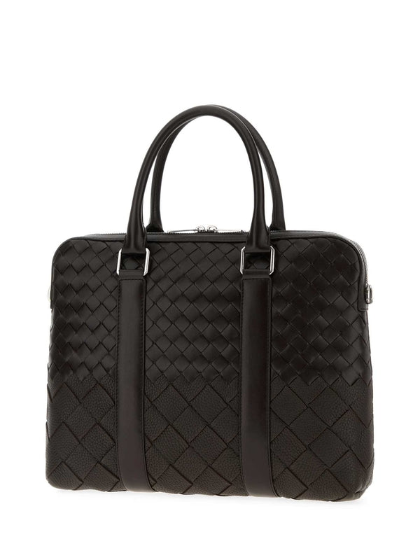 Bottega Veneta Intrecciato Slim Brown Brief Case