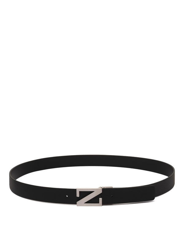 Z Zegna Black Leather Belts