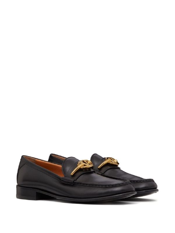 V Logo Leather Loafer