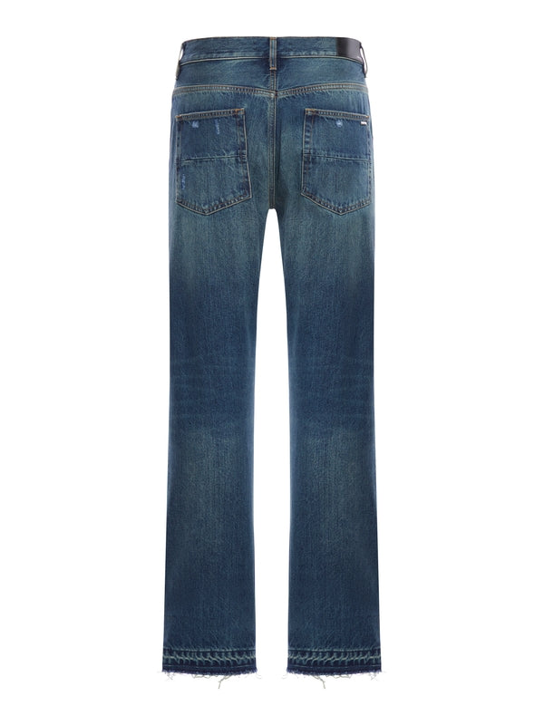 Back Leather Patch Straight
  Denim Pants