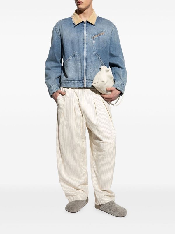 Distressed Collar Denim Zipped Jacket