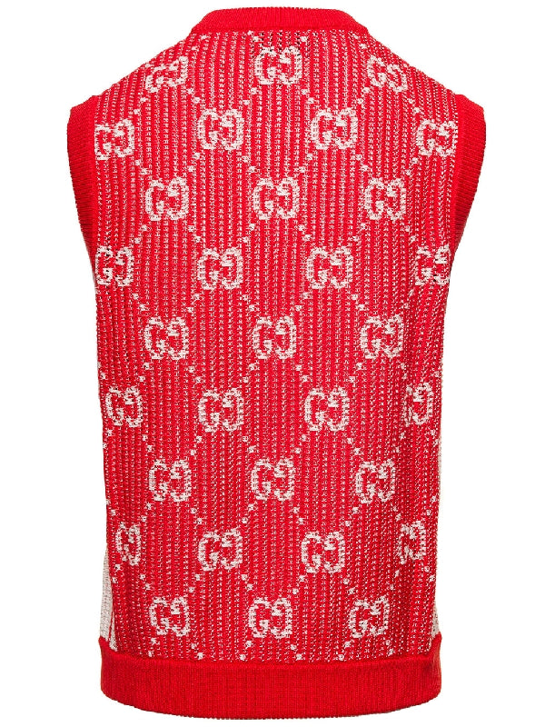 All-Over GG Pattern V-Neck Knit Vest