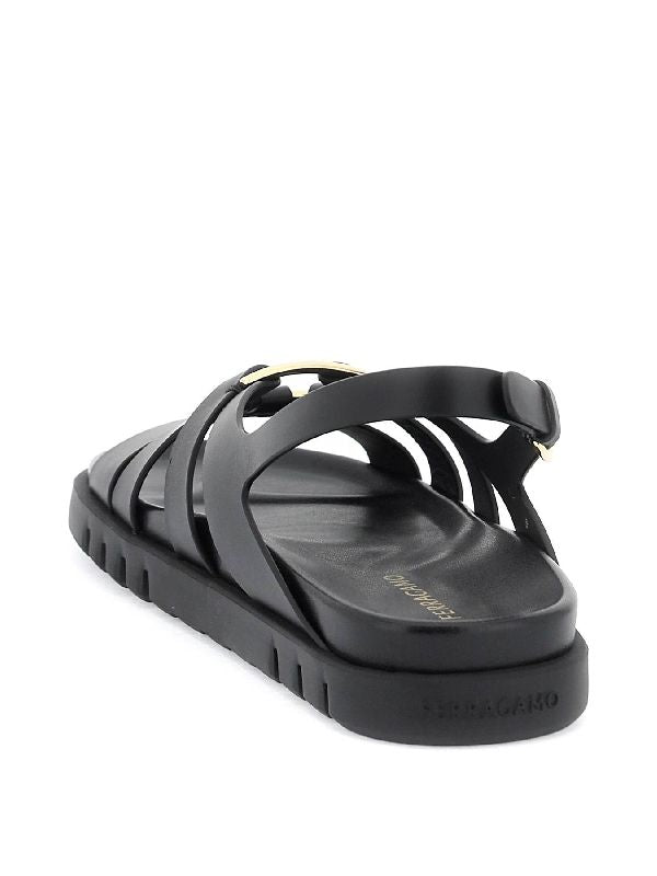 Cage Black Leather Sandals - Jente