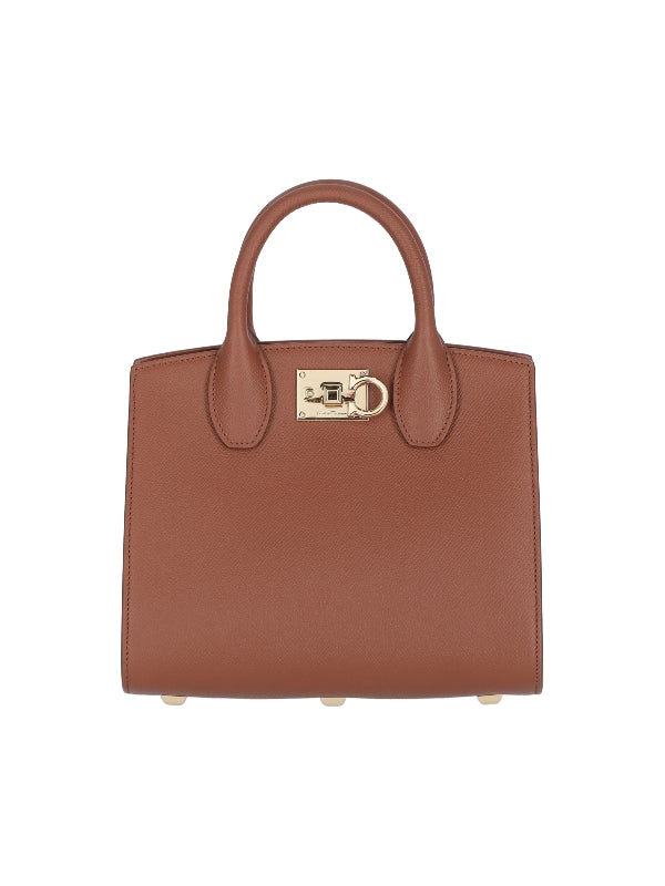 FERRAGAMO - Studio Gancini Leather Tote Bag - Jente