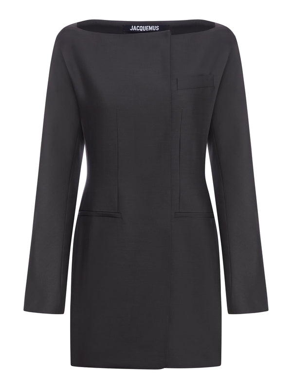 Back Strap Boat Neck Mini
  Dress