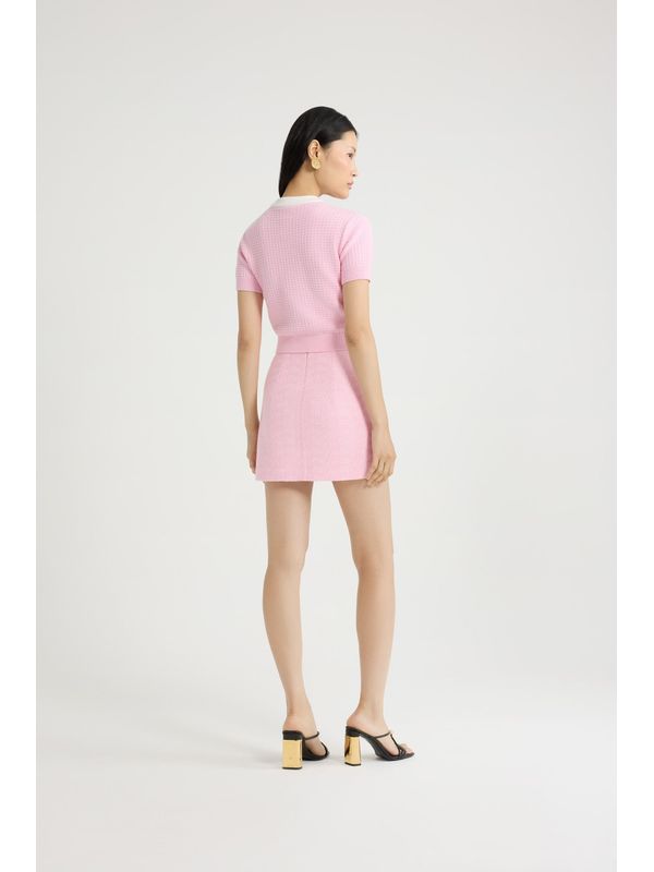 Cotton Short-Sleeve Crop Cardigan