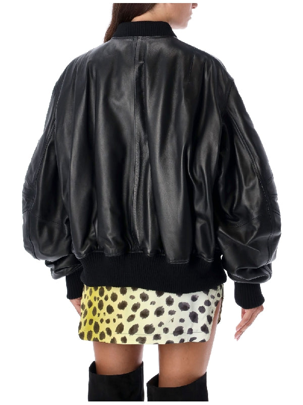 Anja Leather Bomber Jacket