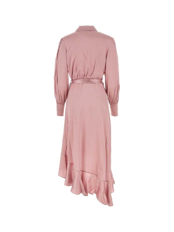 Belted Wrap Silk Midi Dress