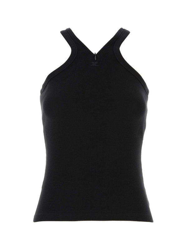 ロゴ刺繍リブタンクトップ