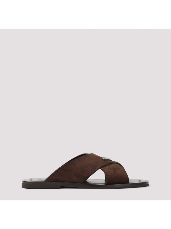 Triangle Logo Calfskin Sandals