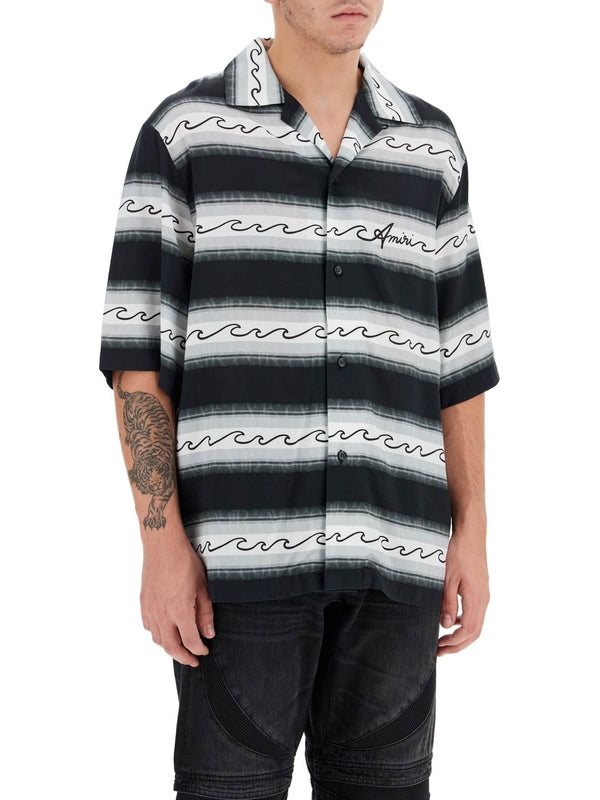 Stripe Viscose Short Sleeve Shirt