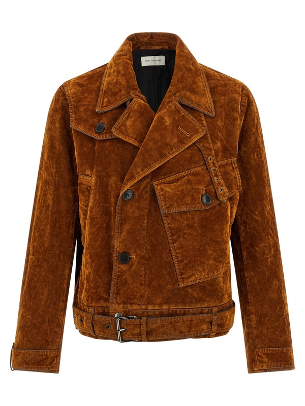 Brown Velvet Biker Jacket