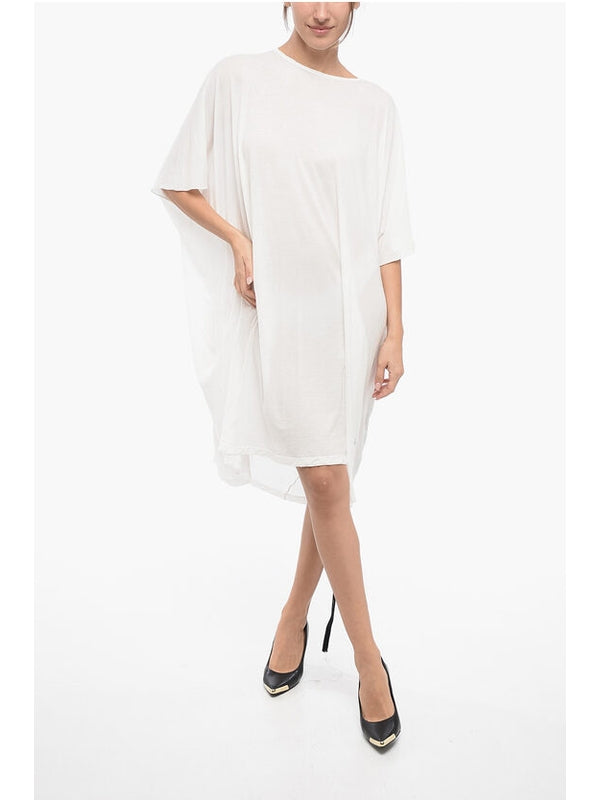 White Cotton Sheer Midi Dress