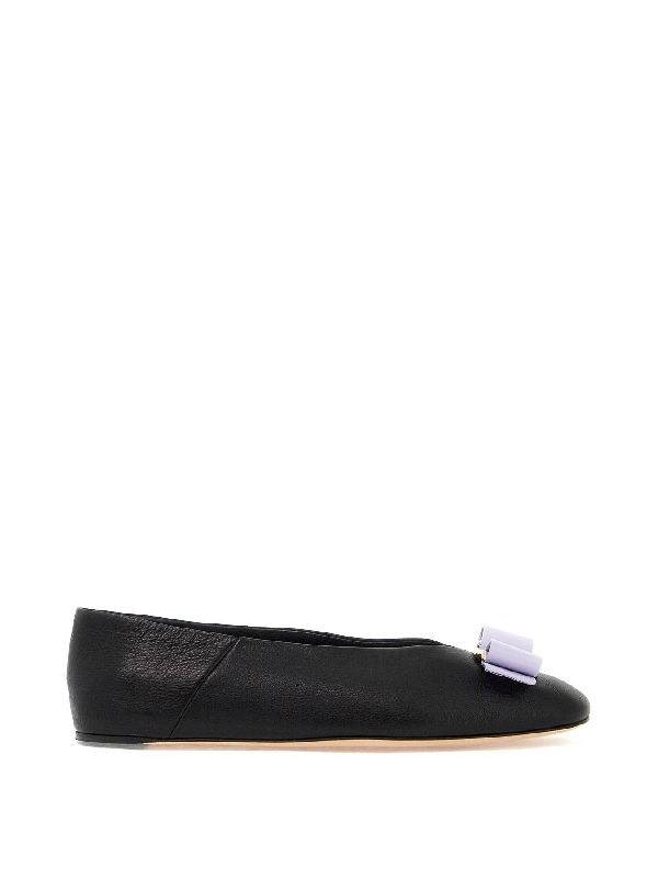 Vara Bow Leather Flat Shoes - Jente