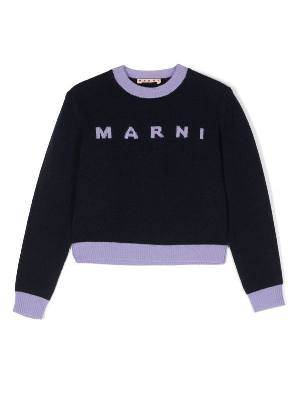 Logo Jacquard Wool Cashmere Knit