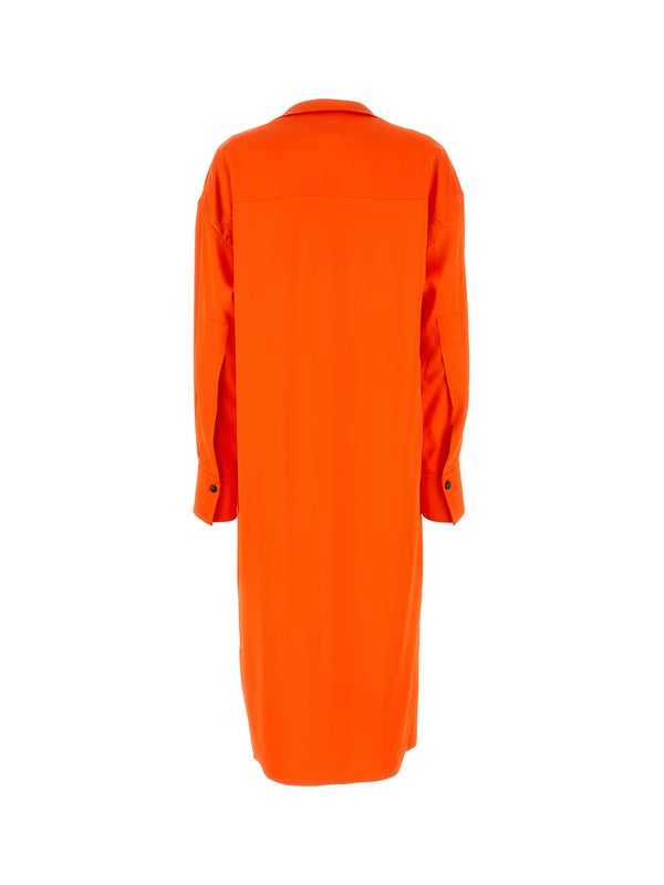 Collar Detail V-Neck Shirt Dress