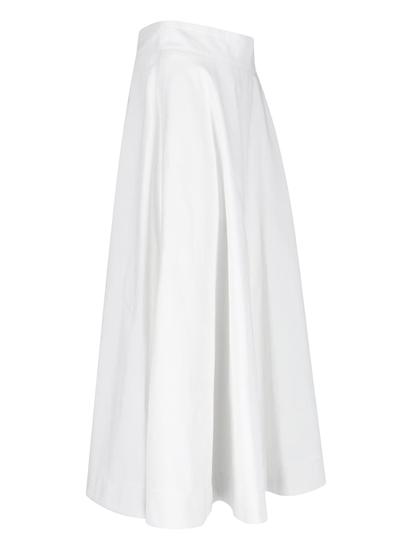 Pleated Cotton Midi Skirt