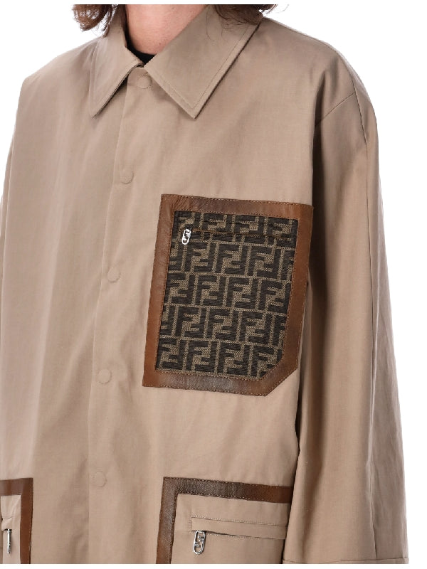 FF Detail Cotton Fabric Trench Coat