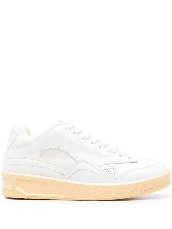 White Calfskin Low Top Sneakers