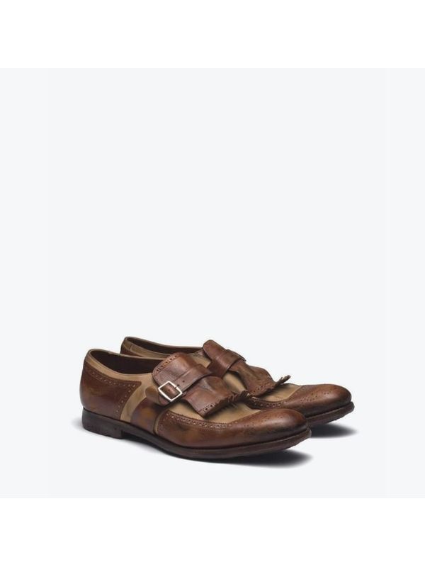 Fringe Panel Detail Leather Monkstrap
  Shoes