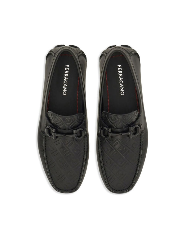 Gancini Logo Leather Driving
  Shoes