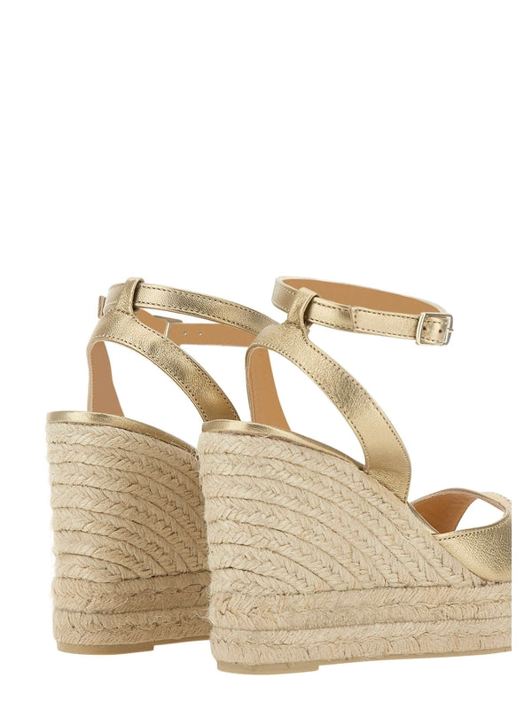 Castañer Gold Wedge Sandals