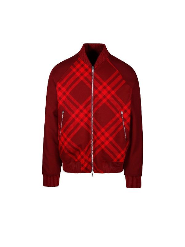 Back Logo Patch Check Bomber
  Jacket