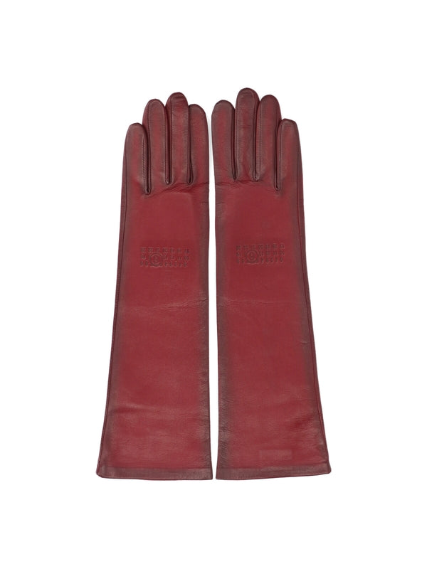 Mm6 Maison Margiela Red Leather Gloves