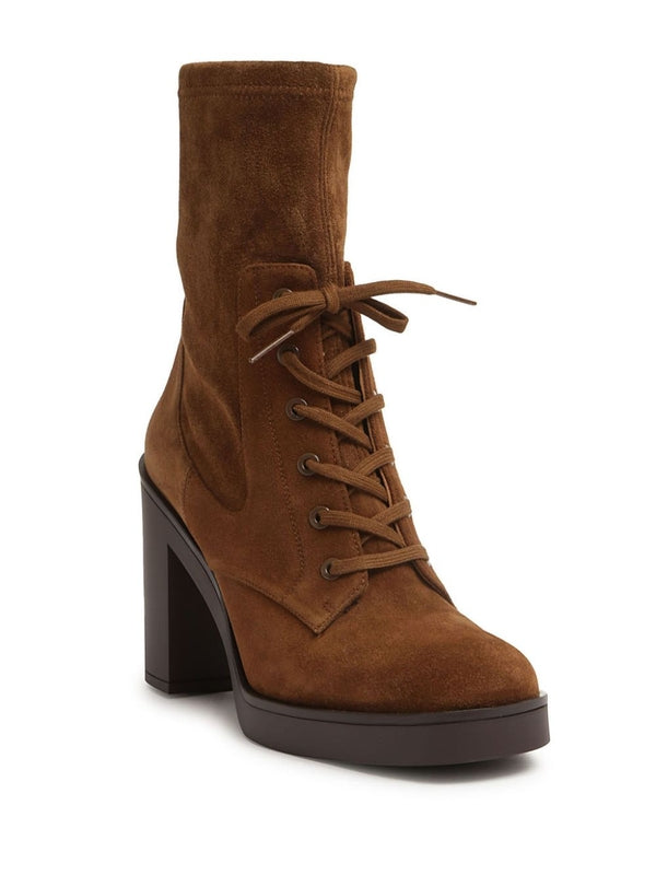 Brown Calfskin Lace-up Boots