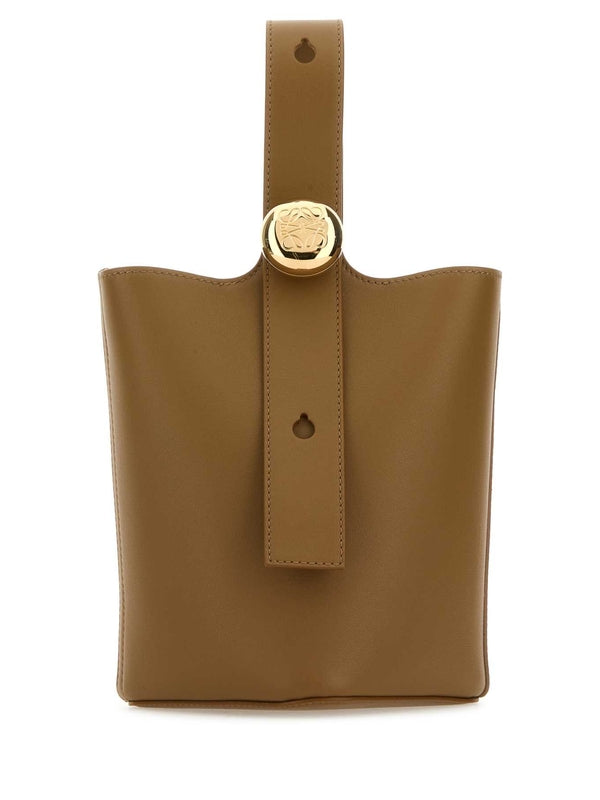 Pebble Leather Bucket Tote Bag