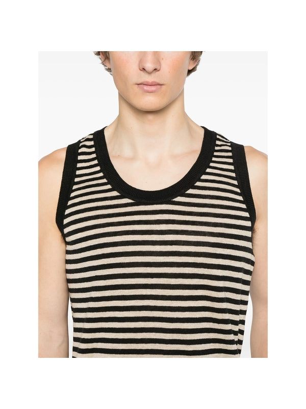Stripe Pattern Linen Tank Top