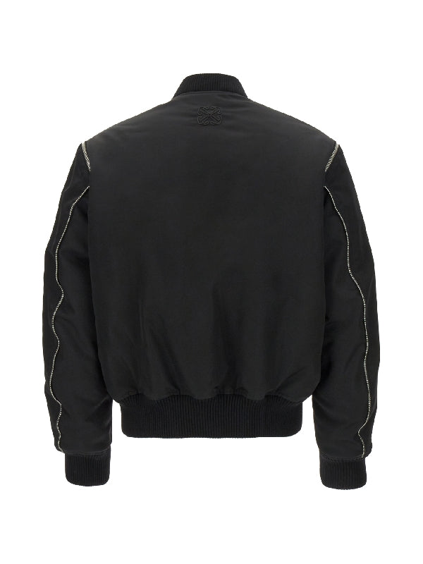 Zipper Detail Nylon Padded Bomber Jacket