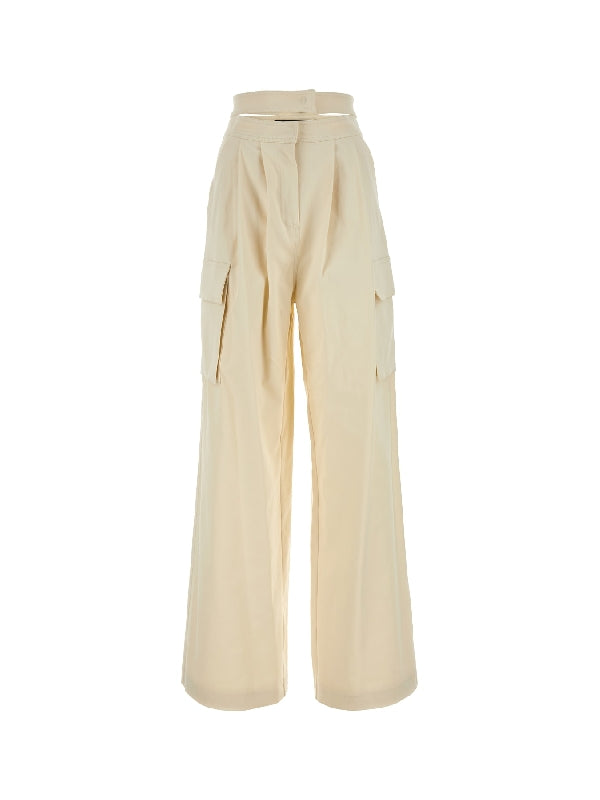 High-waist Pleats Cargo Pants